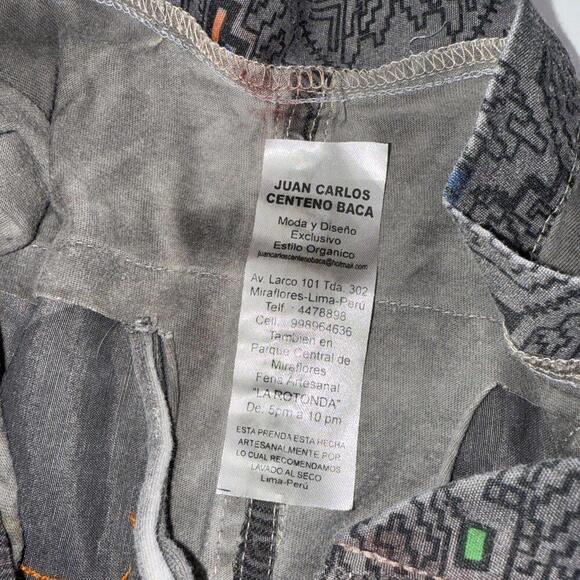 Juan Carlos Centeno Baca Organic Hand Made Tribal Patchwork Lace Front Tee - Picture 5 of 15